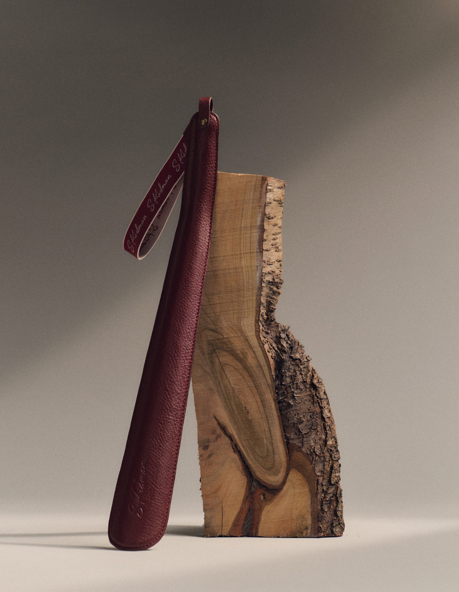 Leather Shoehorn in Burgundy